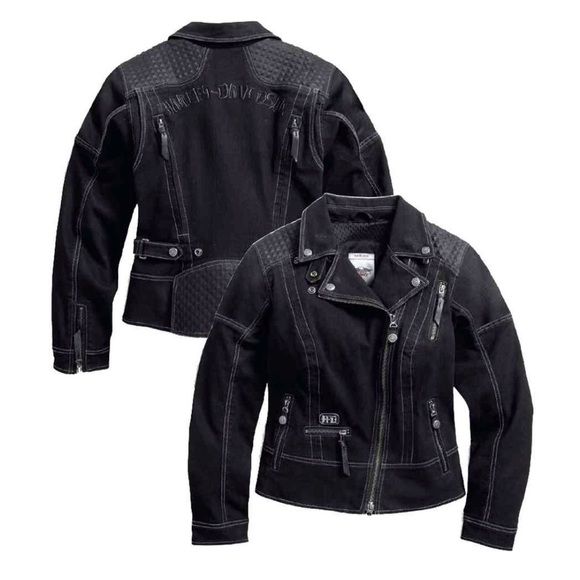 Harley-Davidson Women’s Specter Coated Denim Riding Jacket Coat – Size M - Picture 2 of 9